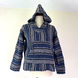 Mexican Blanket Hoodie Striped Pullover Vintage Oxxi Craft size S